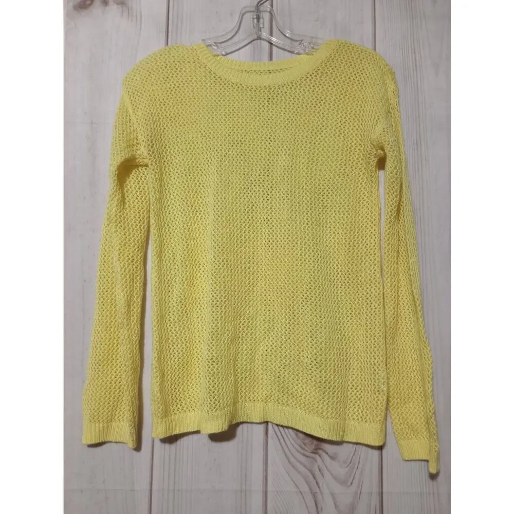 Children's Place Sweater Girls 14 Yellow Crew Neck Open Weave